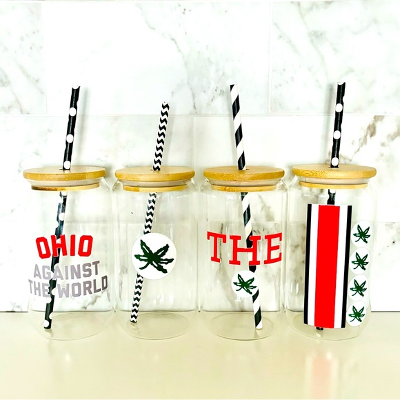 ⭕️🏈🏟 1 GLASS - Ohio State custom beer glass with lid - Picture 3 of 5
